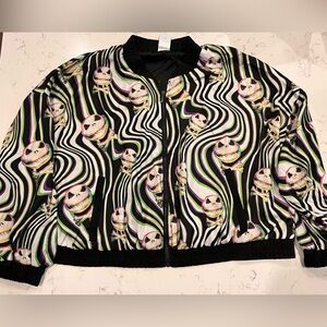 Disney Jack Skellington Print Bomber Jacket Nightmare Before Christmas NWT Sz 1X